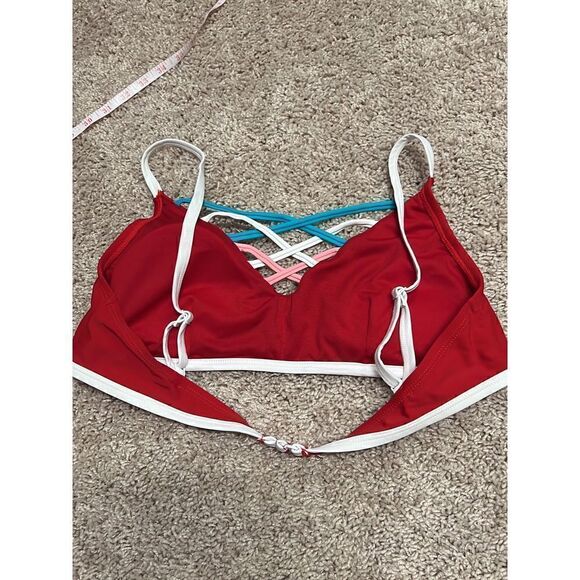 Design Lab criss cross Red Swim Resort Bikini Top size XL - Picture 2 of 4